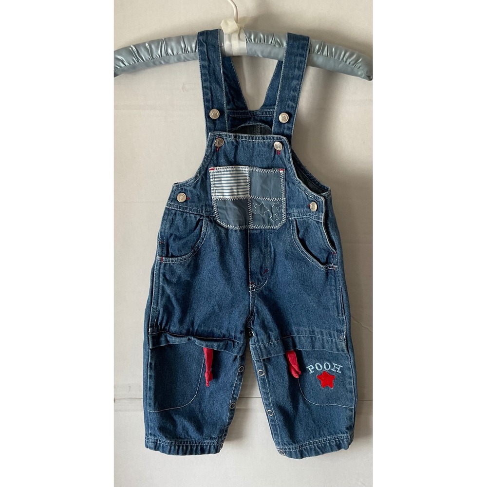 Disney Pooh 100 Acre Collection Vintage Denim Patchwork Overalls Blue 18M